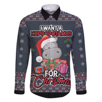 I Want A Hippopotamus Christmas Family Matching Short Sleeve Bodycon Dress and Hawaiian Shirt - Wonder Print Shop