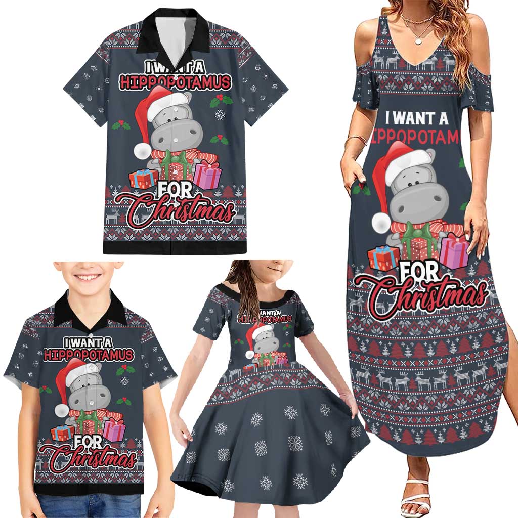 I Want A Hippopotamus Christmas Family Matching Summer Maxi Dress and Hawaiian Shirt - Wonder Print Shop