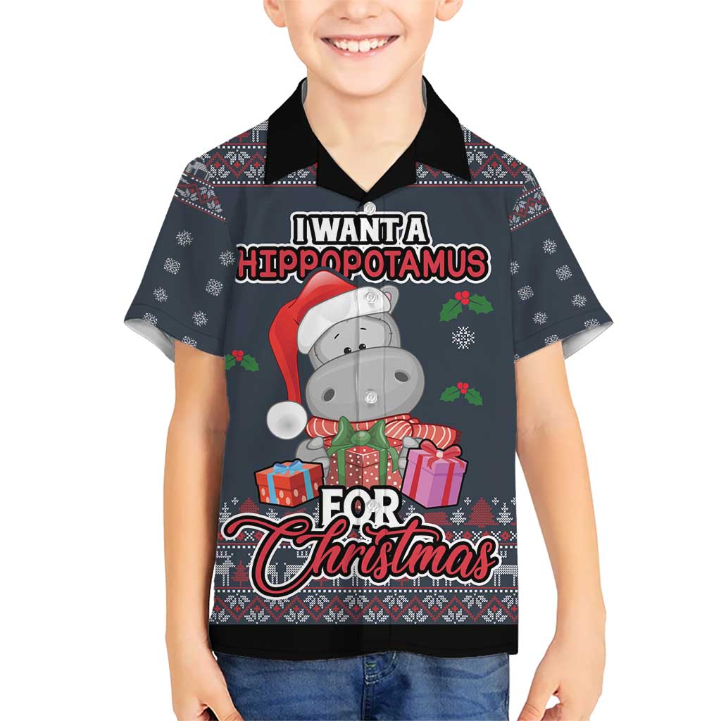 I Want A Hippopotamus Christmas Kid Hawaiian Shirt - Wonder Print Shop