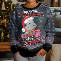 I Want A Hippopotamus Christmas Kid Ugly Christmas Sweater - Wonder Print Shop