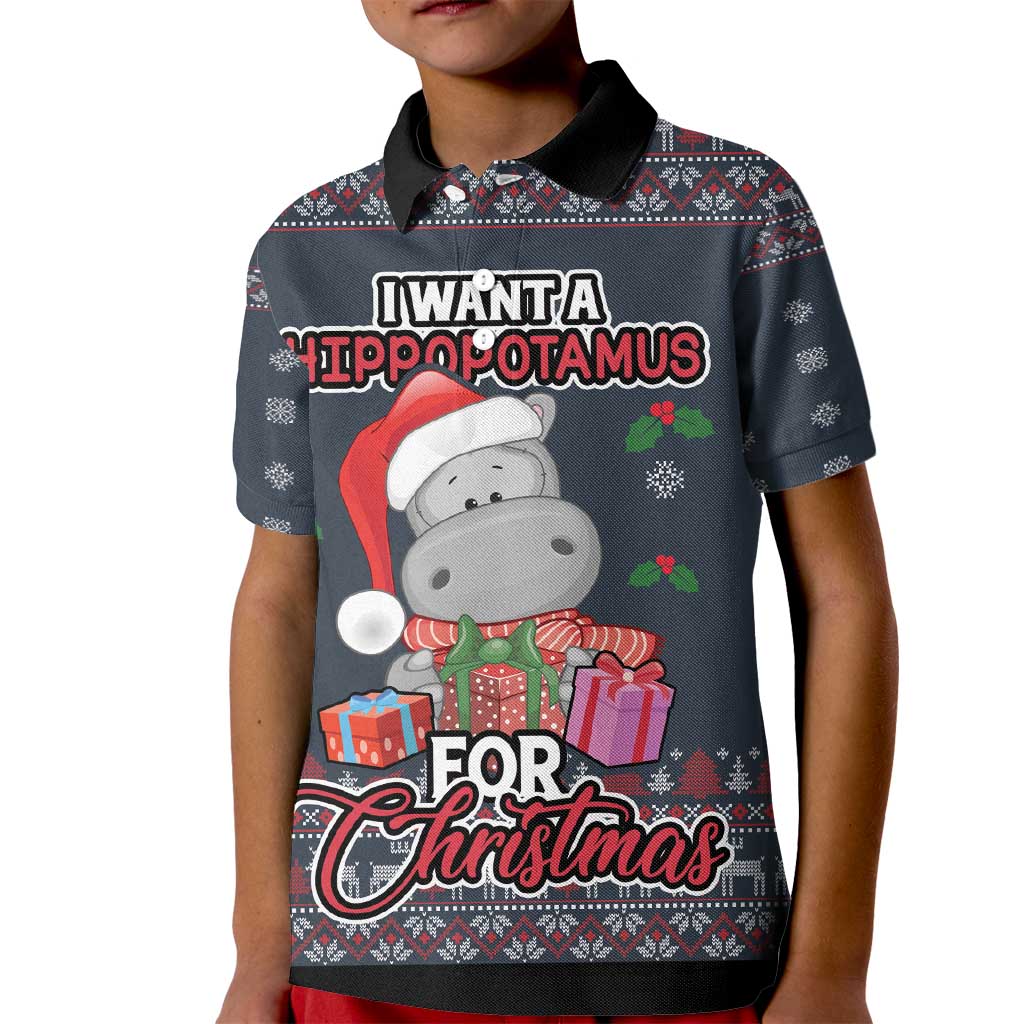 I Want A Hippopotamus Christmas Kid Polo Shirt - Wonder Print Shop