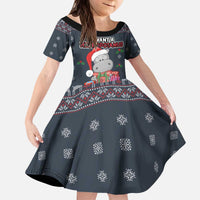 I Want A Hippopotamus Christmas Kid Short Sleeve Dress - Wonder Print Shop