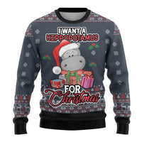 I Want A Hippopotamus Christmas Ugly Christmas Sweater - Wonder Print Shop