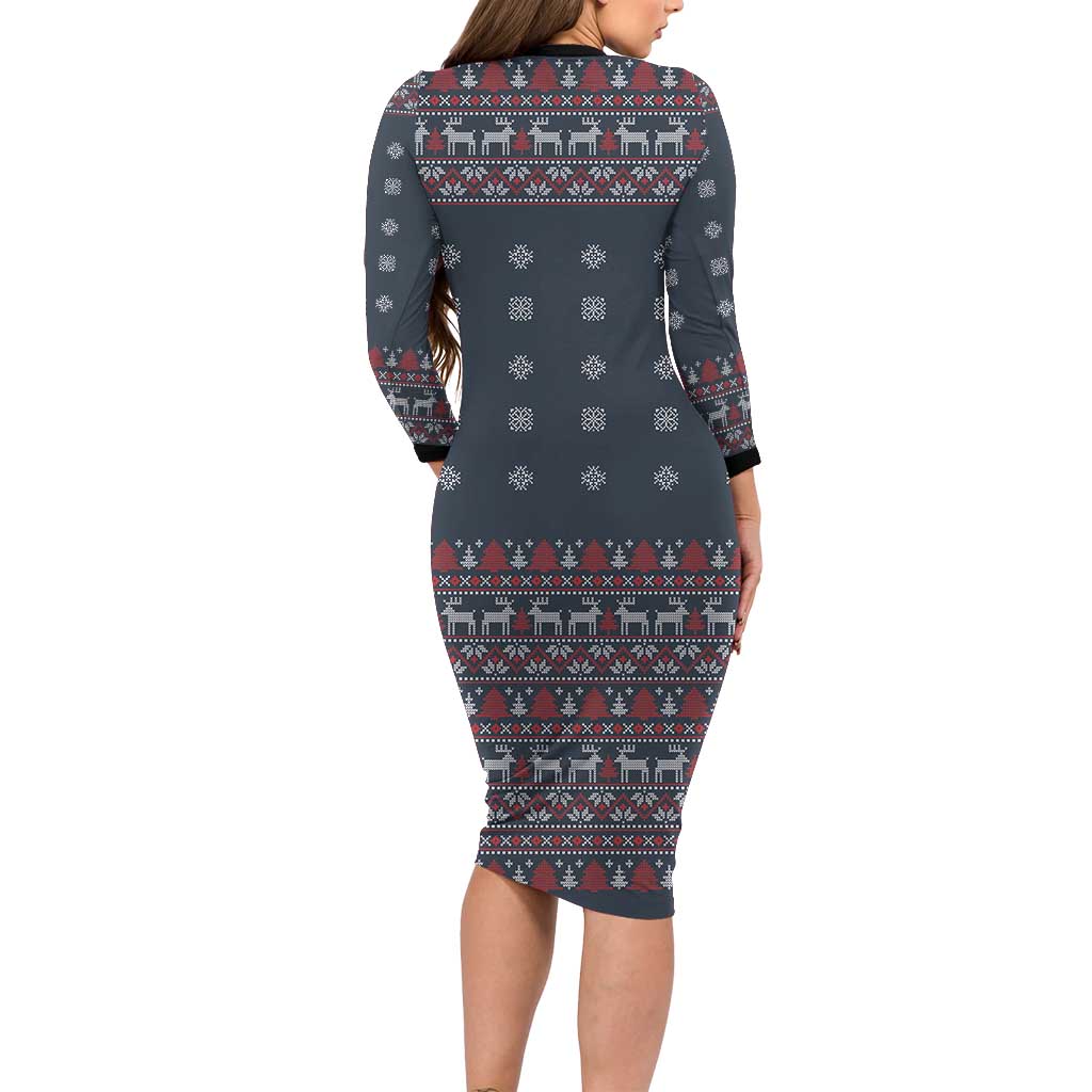 I Want A Hippopotamus Christmas Long Sleeve Bodycon Dress - Wonder Print Shop