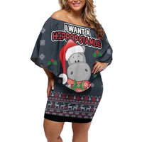 I Want A Hippopotamus Christmas Off Shoulder Short Dress - Wonder Print Shop