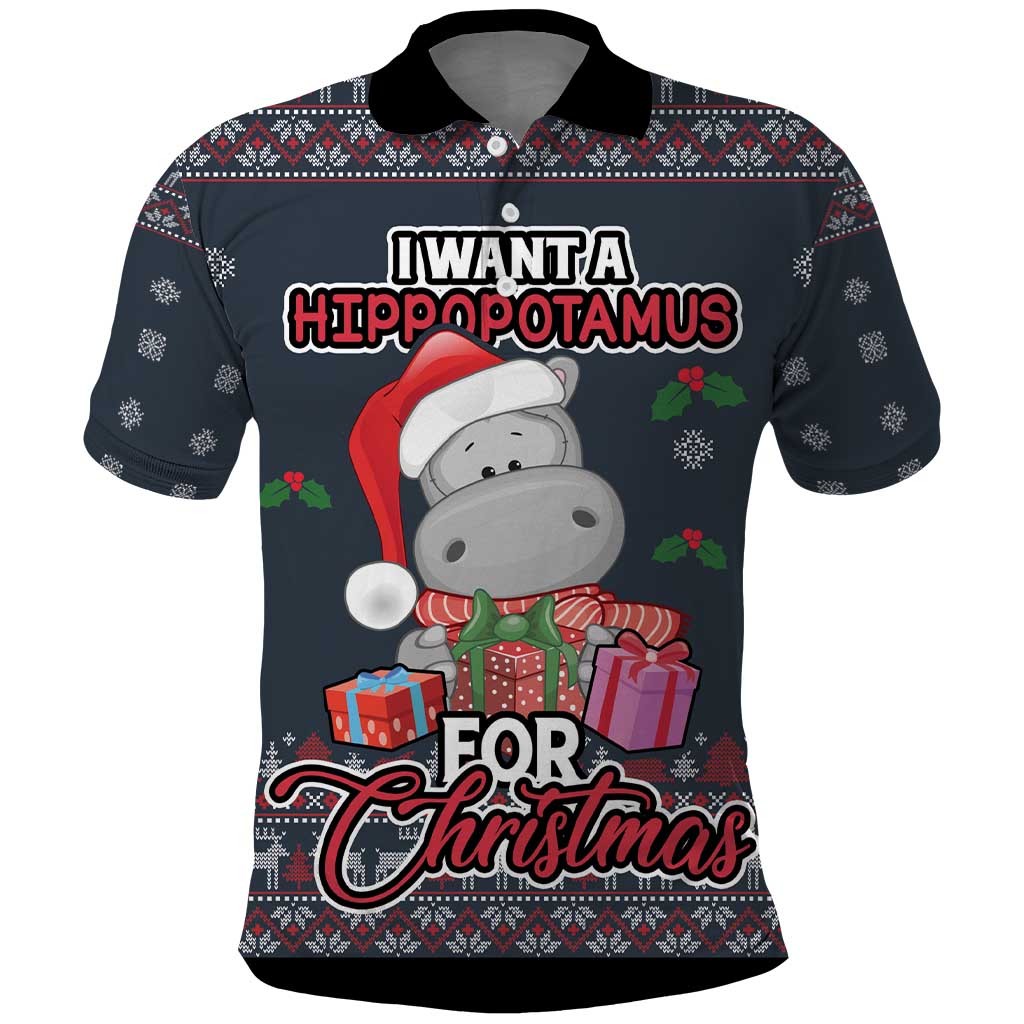 I Want A Hippopotamus Christmas Polo Shirt - Wonder Print Shop