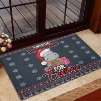 I Want A Hippopotamus Christmas Rubber Doormat - Wonder Print Shop