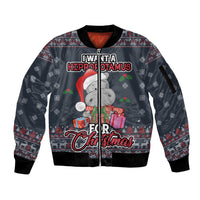 I Want A Hippopotamus Christmas Sleeve Zip Bomber Jacket - Wonder Print Shop