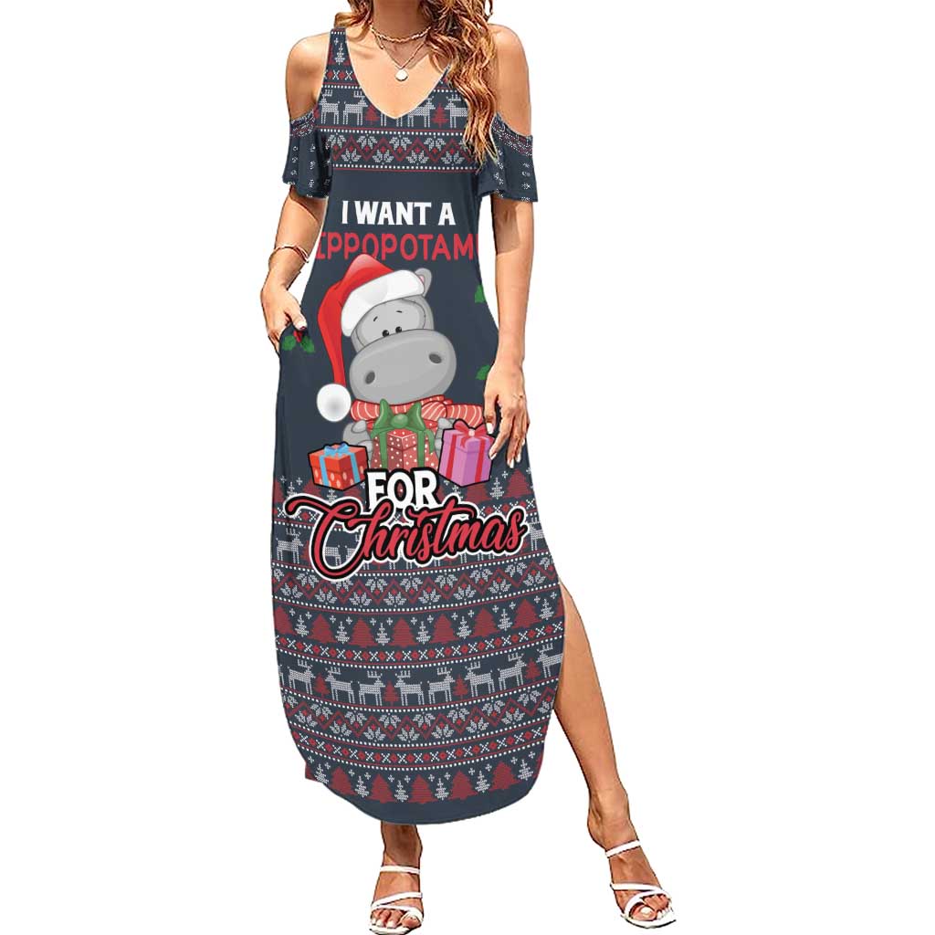 I Want A Hippopotamus Christmas Summer Maxi Dress - Wonder Print Shop