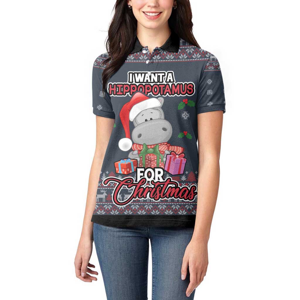 I Want A Hippopotamus Christmas Women Polo Shirt - Wonder Print Shop