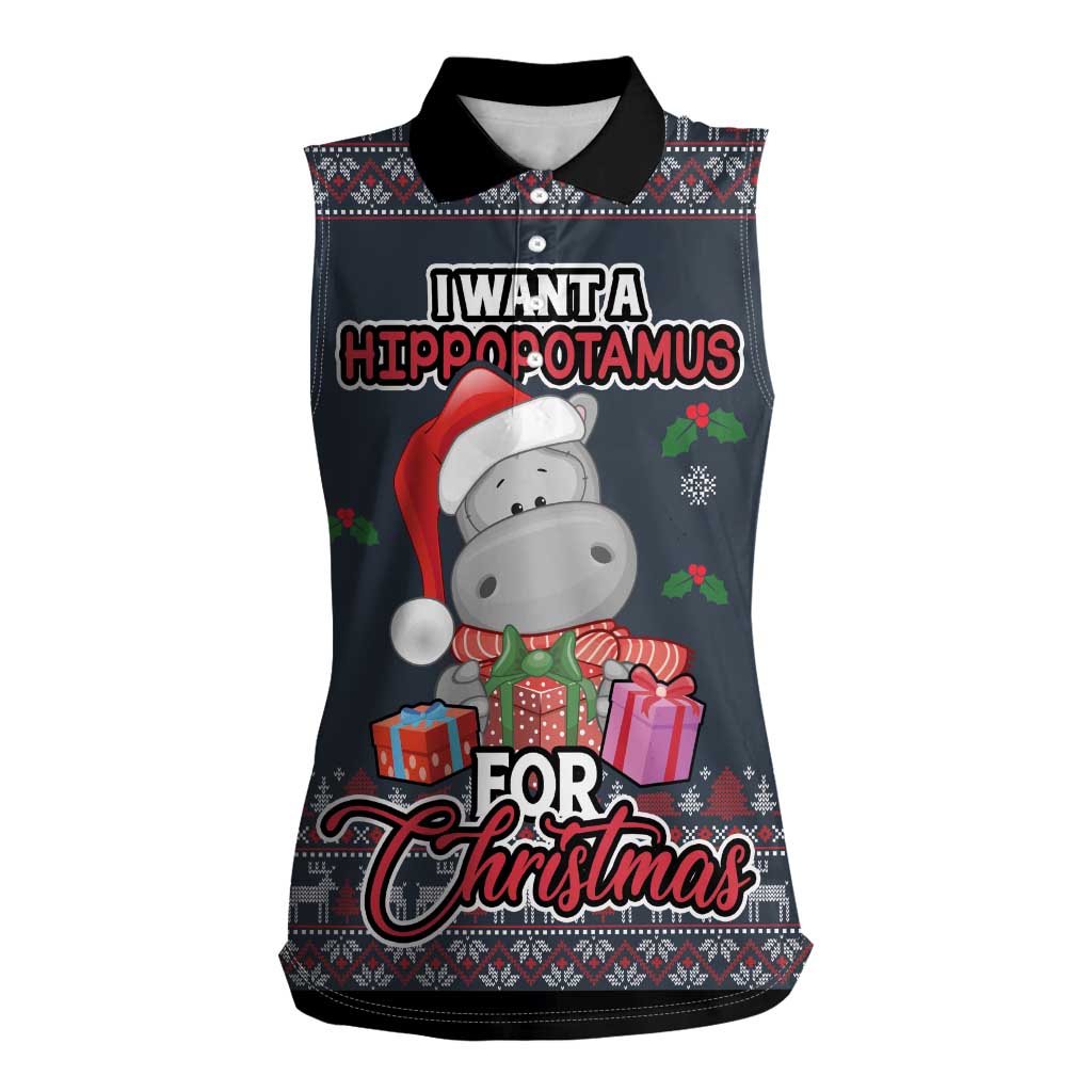 I Want A Hippopotamus Christmas Women Sleeveless Polo Shirt - Wonder Print Shop