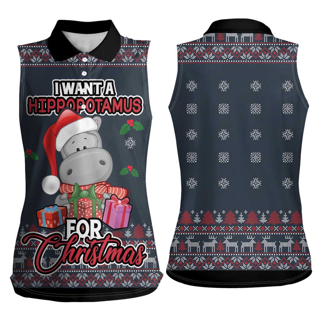 I Want A Hippopotamus Christmas Women Sleeveless Polo Shirt - Wonder Print Shop