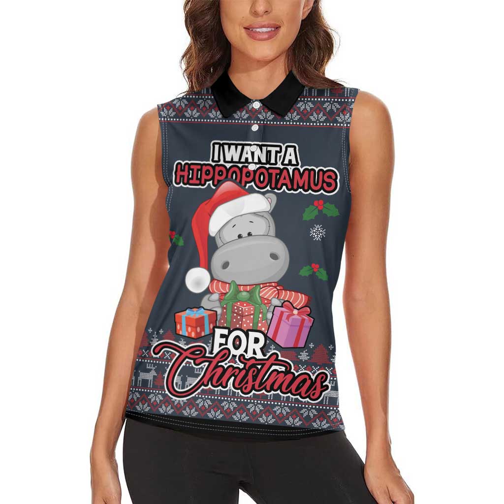 I Want A Hippopotamus Christmas Women Sleeveless Polo Shirt - Wonder Print Shop