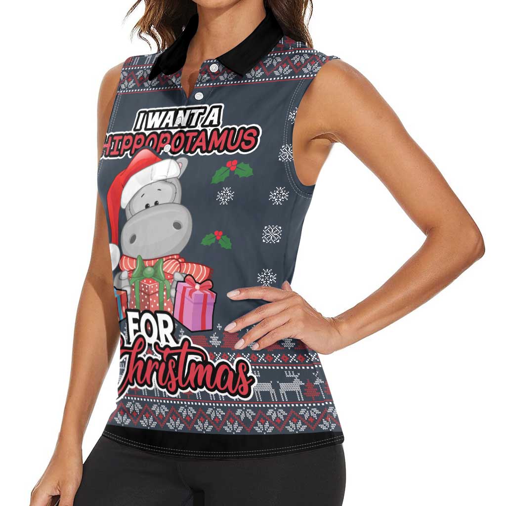 I Want A Hippopotamus Christmas Women Sleeveless Polo Shirt - Wonder Print Shop