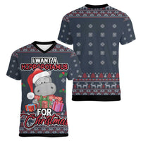 I Want A Hippopotamus Christmas Women V-Neck T-Shirt - Wonder Print Shop