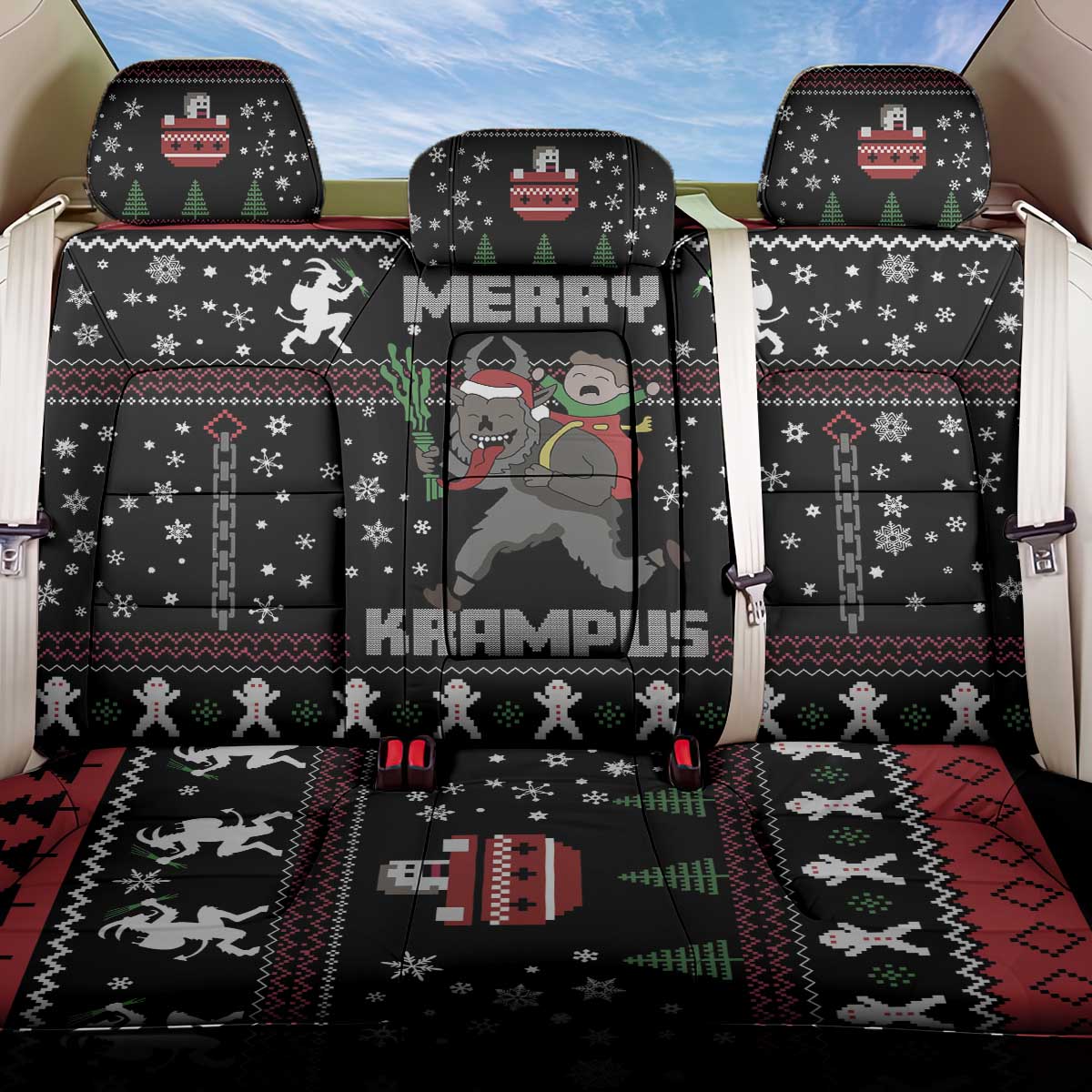 Merry Krampus Back Car Seat Cover Christmas Gifts - Wonder Print Shop