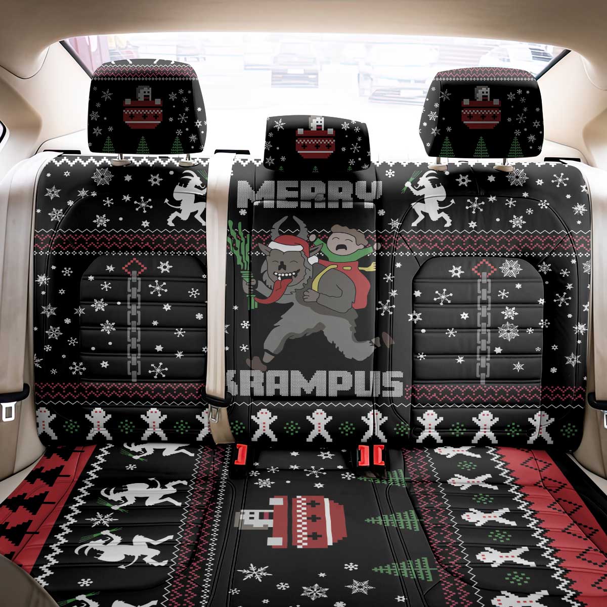 Merry Krampus Back Car Seat Cover Christmas Gifts - Wonder Print Shop