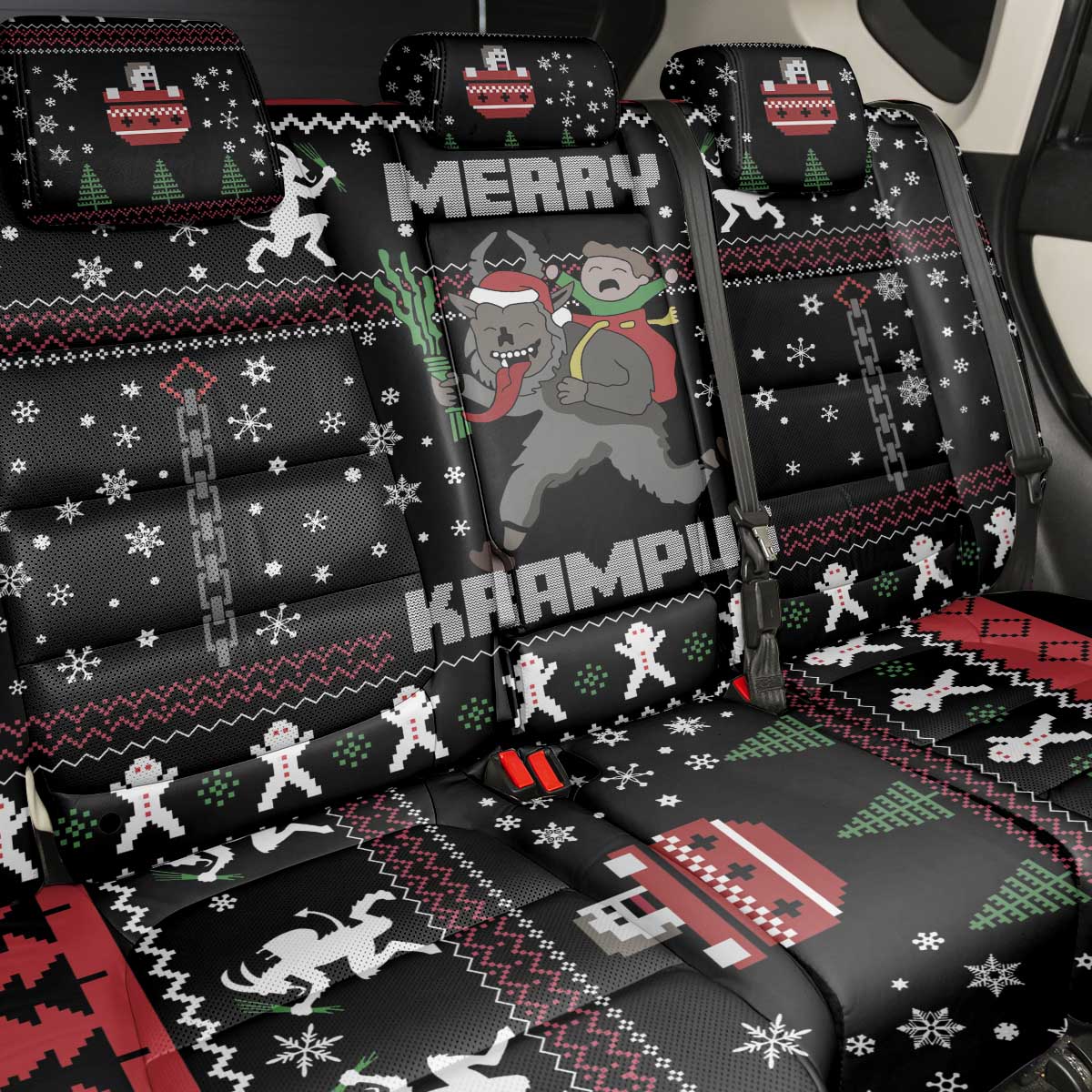 Merry Krampus Back Car Seat Cover Christmas Gifts - Wonder Print Shop