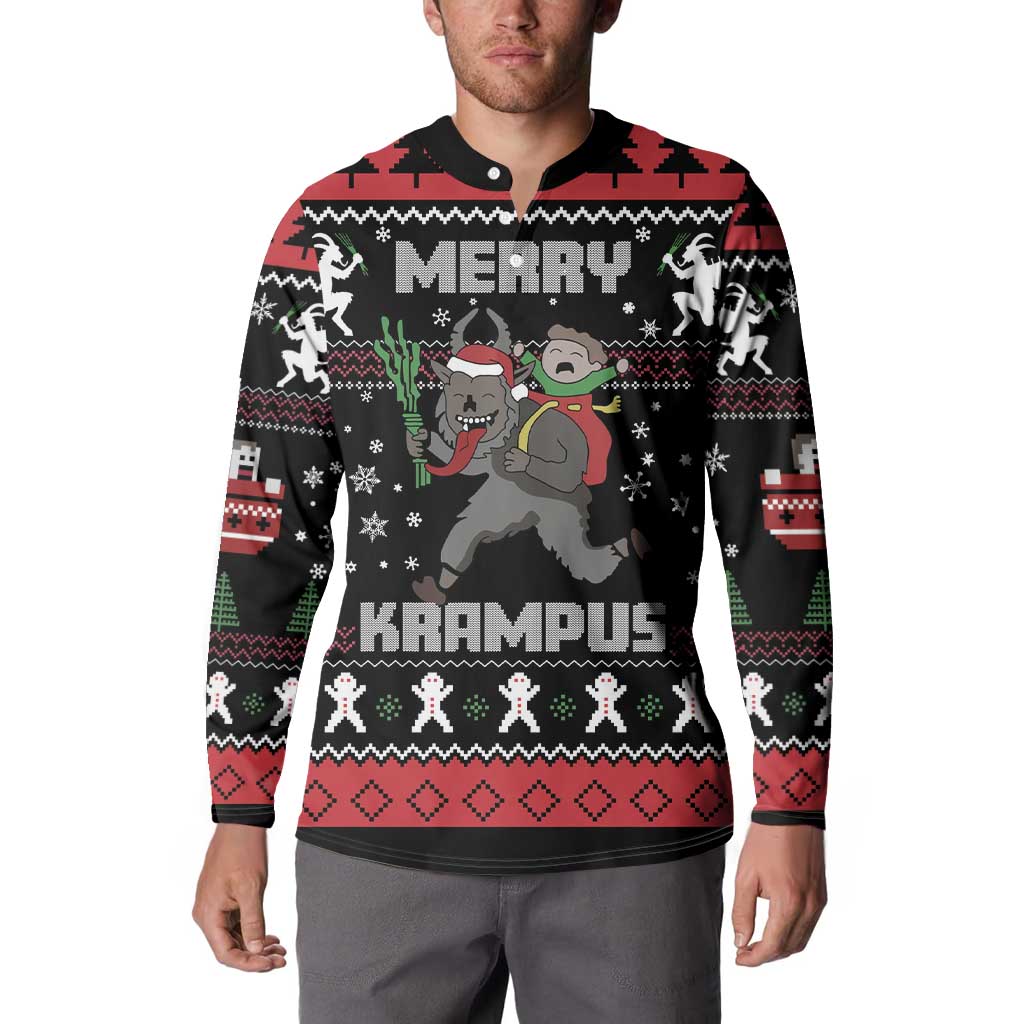 Merry Krampus Button Sweatshirt Christmas Gifts - Wonder Print Shop