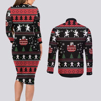 Merry Krampus Couples Matching Long Sleeve Bodycon Dress and Long Sleeve Button Shirt Christmas Gifts - Wonder Print Shop