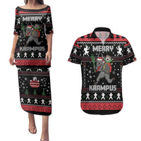 Merry Krampus Couples Matching Puletasi and Hawaiian Shirt Christmas Gifts - Wonder Print Shop