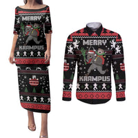 Merry Krampus Couples Matching Puletasi and Long Sleeve Button Shirt Christmas Gifts - Wonder Print Shop