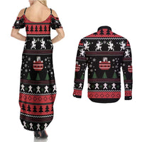 Merry Krampus Couples Matching Summer Maxi Dress and Long Sleeve Button Shirt Christmas Gifts - Wonder Print Shop