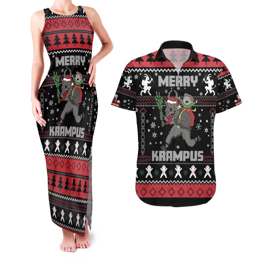 Merry Krampus Couples Matching Tank Maxi Dress and Hawaiian Shirt Christmas Gifts - Wonder Print Shop