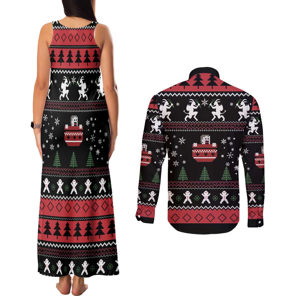 Merry Krampus Couples Matching Tank Maxi Dress and Long Sleeve Button Shirt Christmas Gifts - Wonder Print Shop