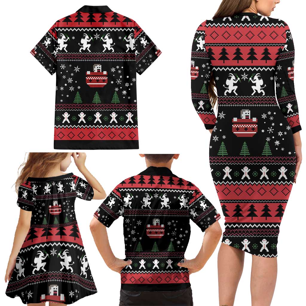 Merry Krampus Family Matching Long Sleeve Bodycon Dress and Hawaiian Shirt Christmas Gifts - Wonder Print Shop