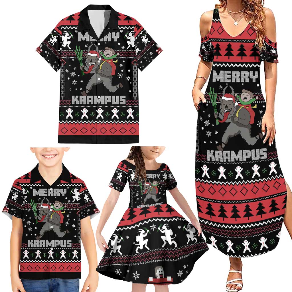 Merry Krampus Family Matching Summer Maxi Dress and Hawaiian Shirt Christmas Gifts - Wonder Print Shop