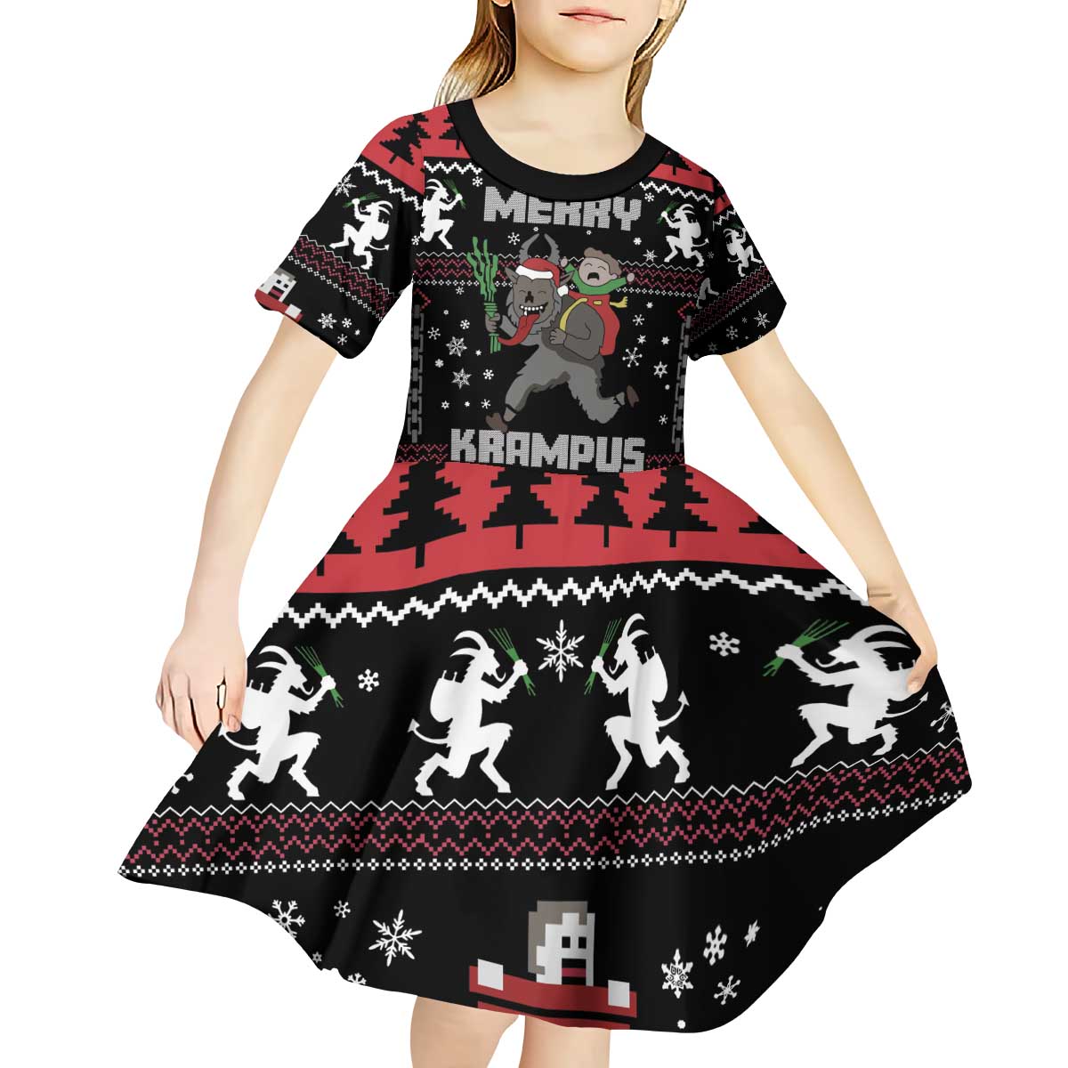 Merry Krampus Kid Short Sleeve Dress Christmas Gifts - Wonder Print Shop