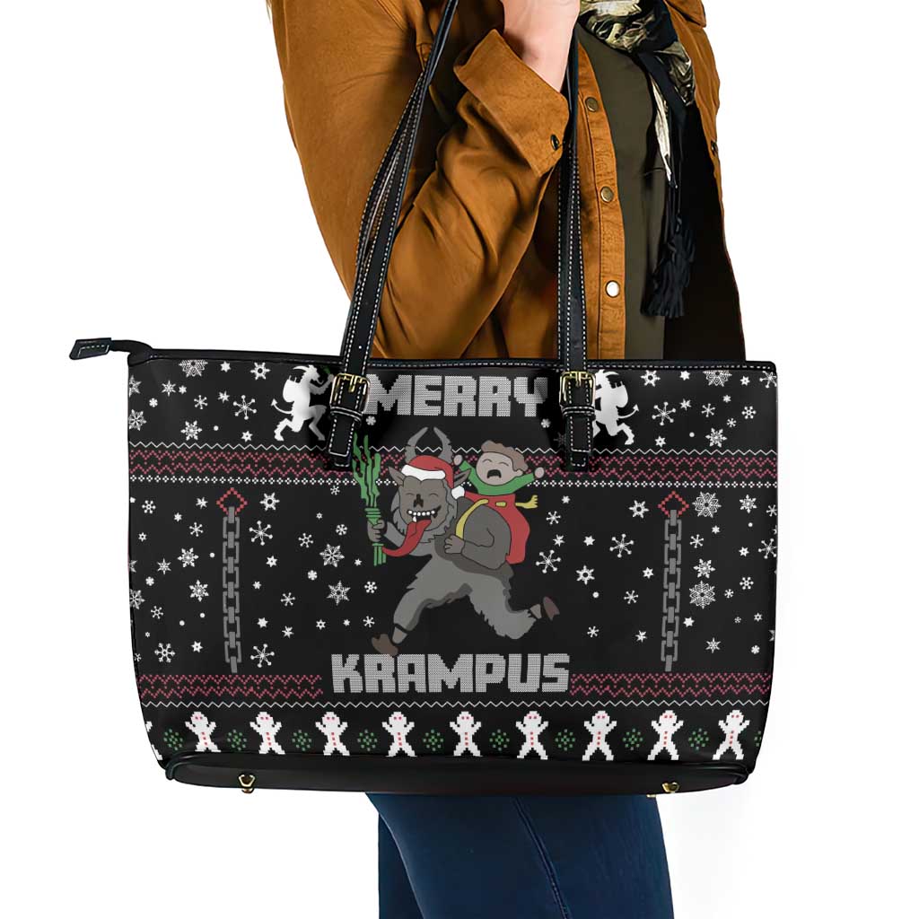 Merry Krampus Leather Tote Bag Christmas Gifts - Wonder Print Shop