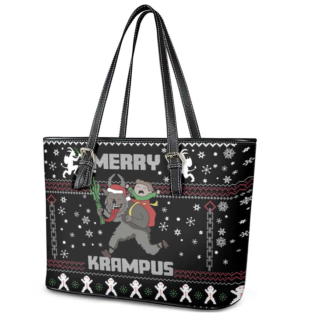 Merry Krampus Leather Tote Bag Christmas Gifts - Wonder Print Shop