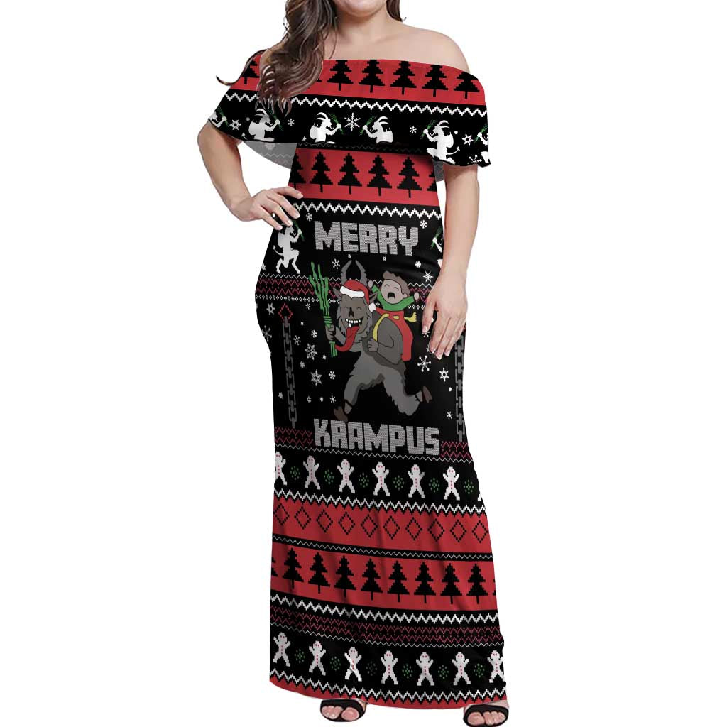 Merry Krampus Off Shoulder Maxi Dress Christmas Gifts - Wonder Print Shop