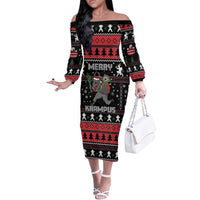 Merry Krampus Off The Shoulder Long Sleeve Dress Christmas Gifts - Wonder Print Shop