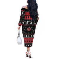 Merry Krampus Off The Shoulder Long Sleeve Dress Christmas Gifts - Wonder Print Shop