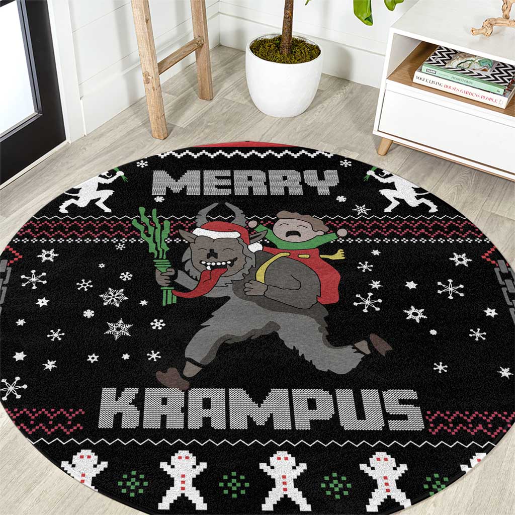 Merry Krampus Round Carpet Christmas Gifts