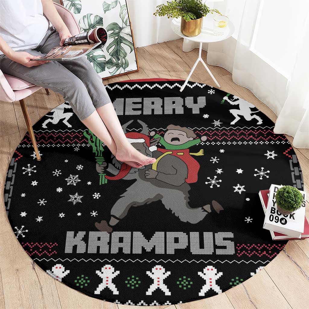 Merry Krampus Round Carpet Christmas Gifts
