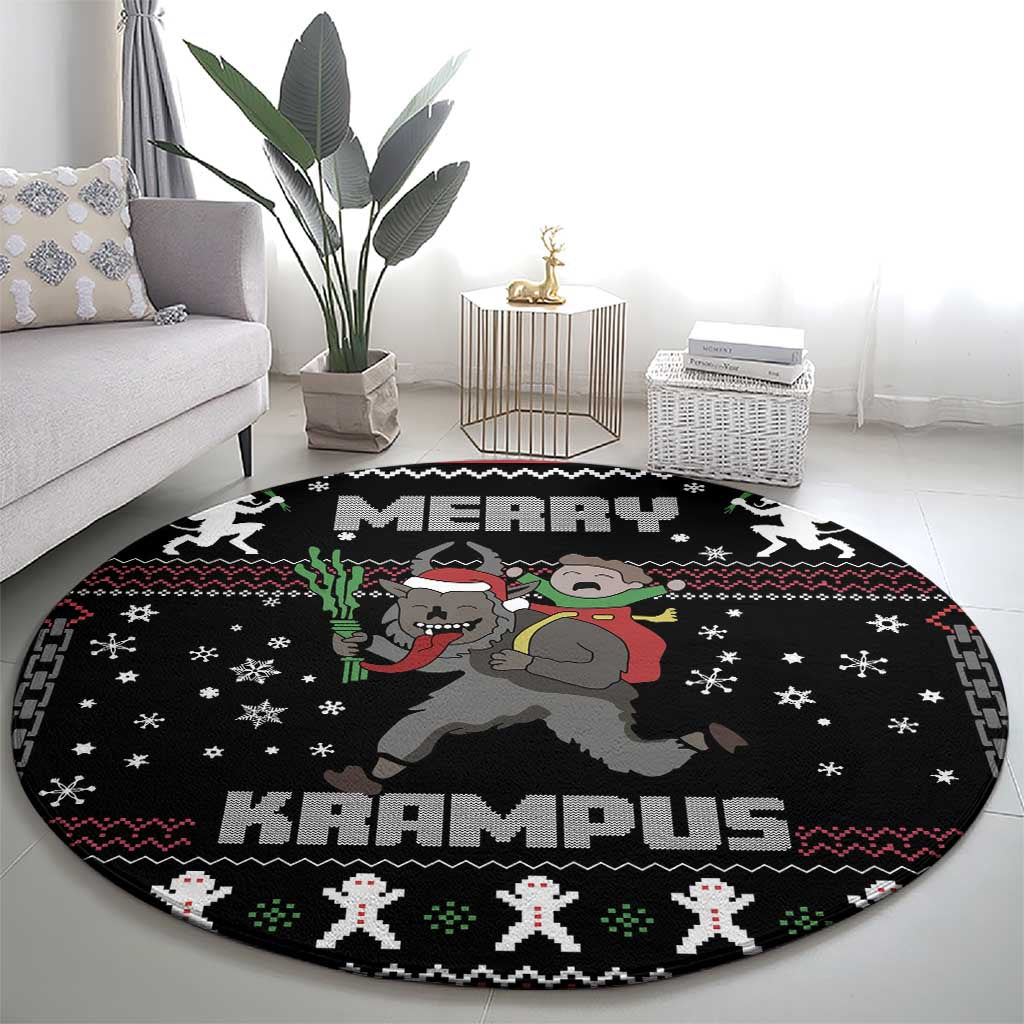 Merry Krampus Round Carpet Christmas Gifts