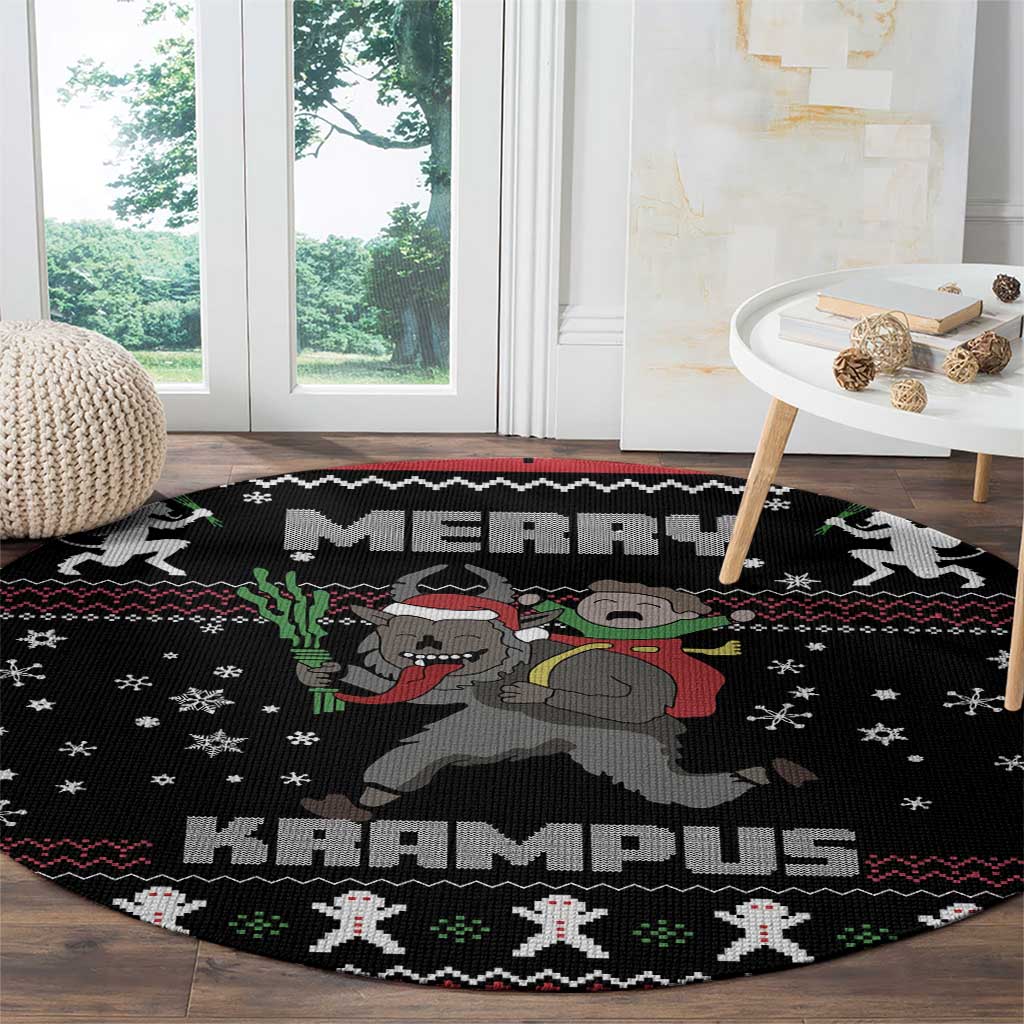 Merry Krampus Round Carpet Christmas Gifts