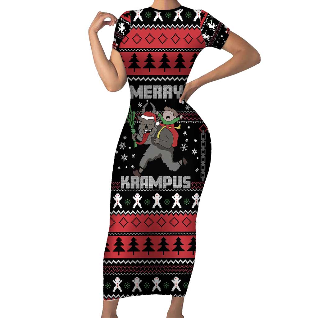 Merry Krampus Short Sleeve Bodycon Dress Christmas Gifts - Wonder Print Shop