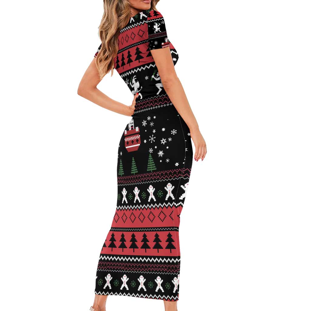 Merry Krampus Short Sleeve Bodycon Dress Christmas Gifts - Wonder Print Shop