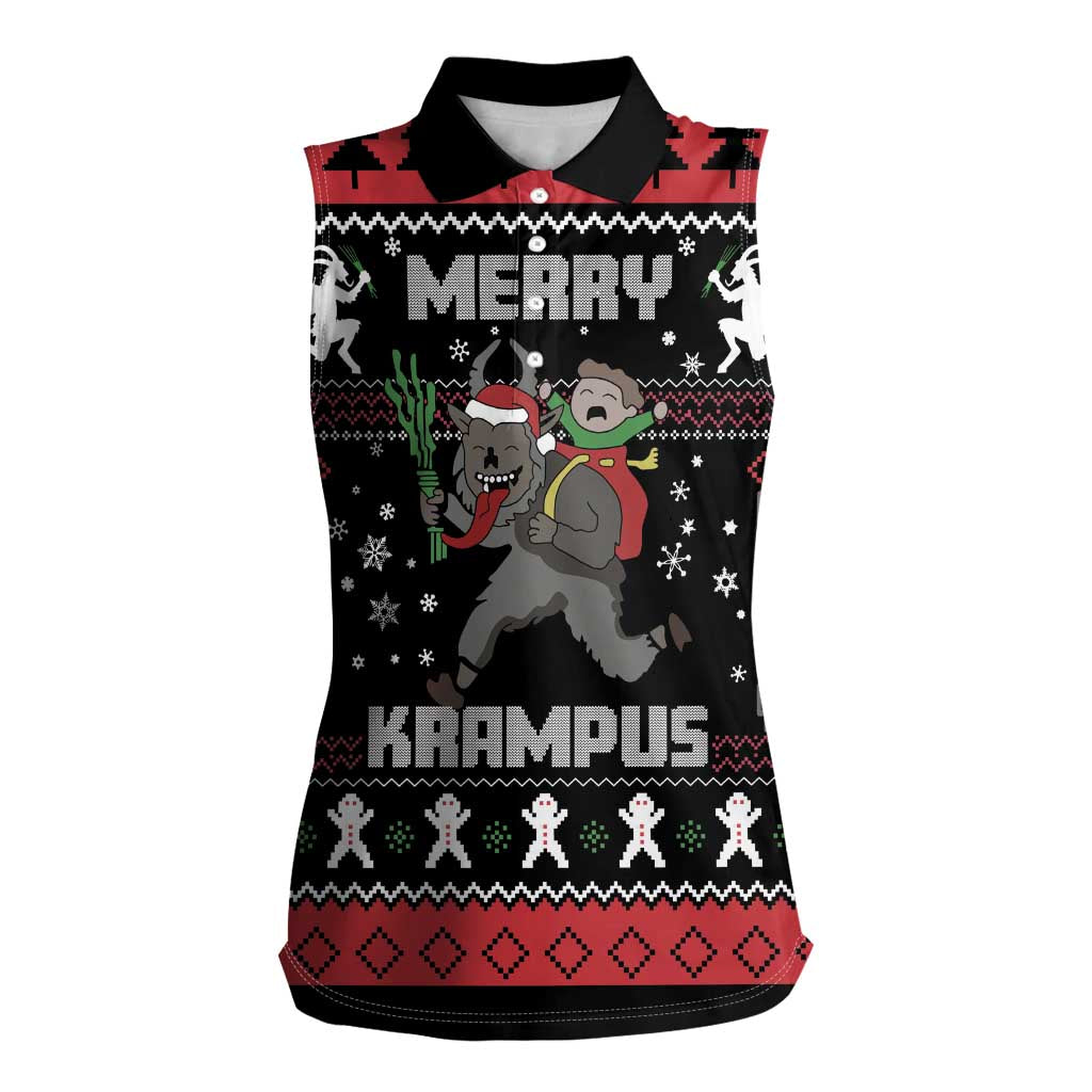 Merry Krampus Women Sleeveless Polo Shirt Christmas Gifts - Wonder Print Shop