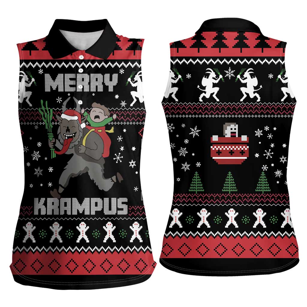 Merry Krampus Women Sleeveless Polo Shirt Christmas Gifts - Wonder Print Shop