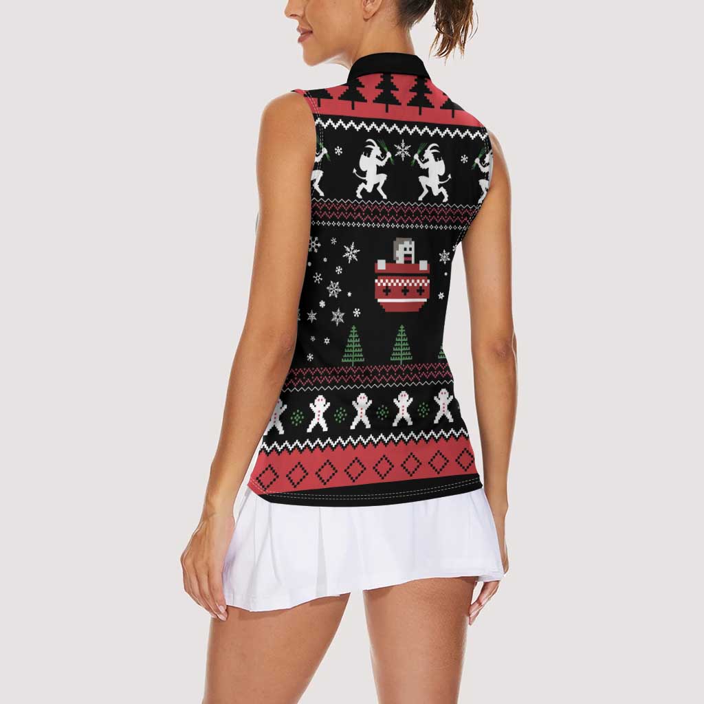 Merry Krampus Women Sleeveless Polo Shirt Christmas Gifts - Wonder Print Shop