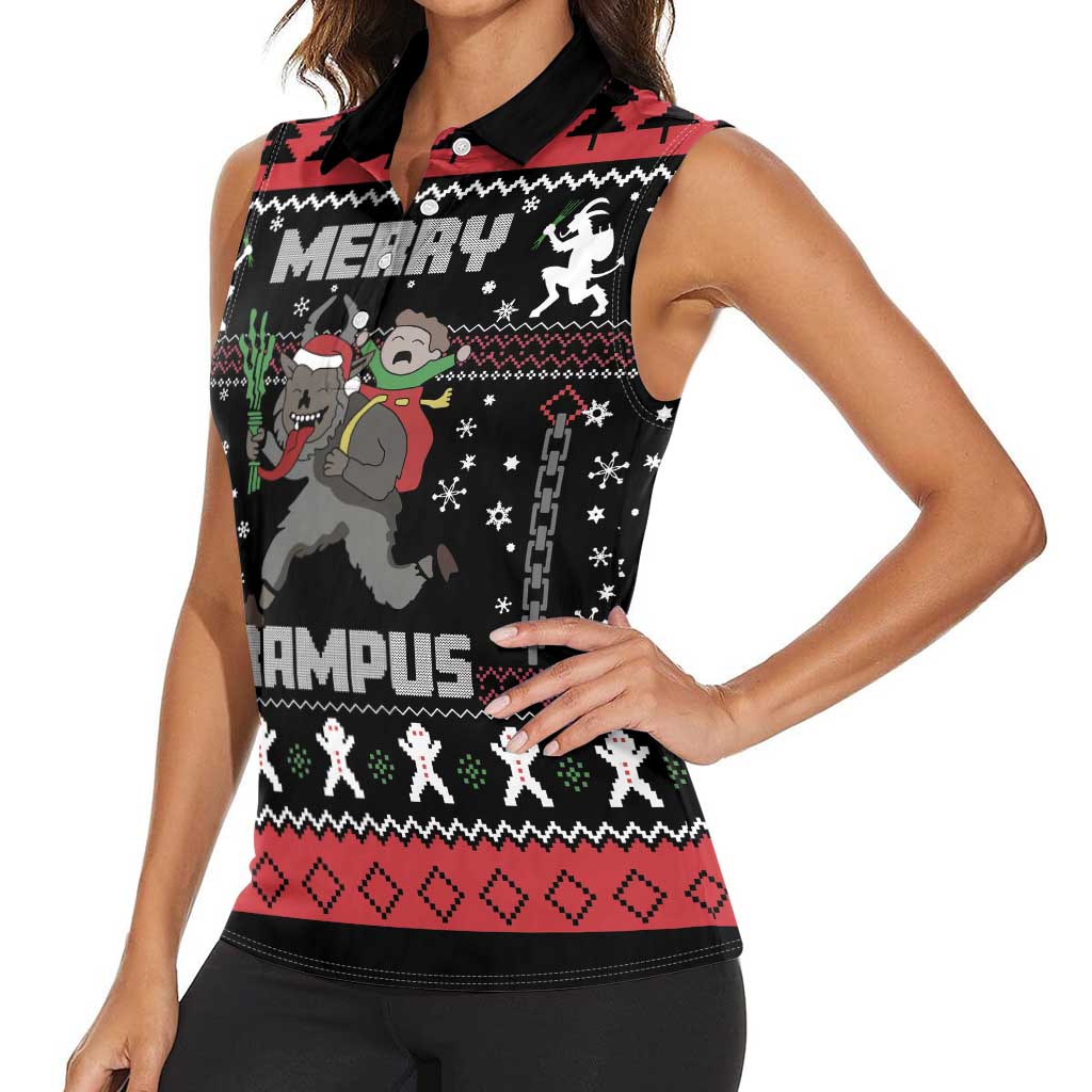 Merry Krampus Women Sleeveless Polo Shirt Christmas Gifts - Wonder Print Shop