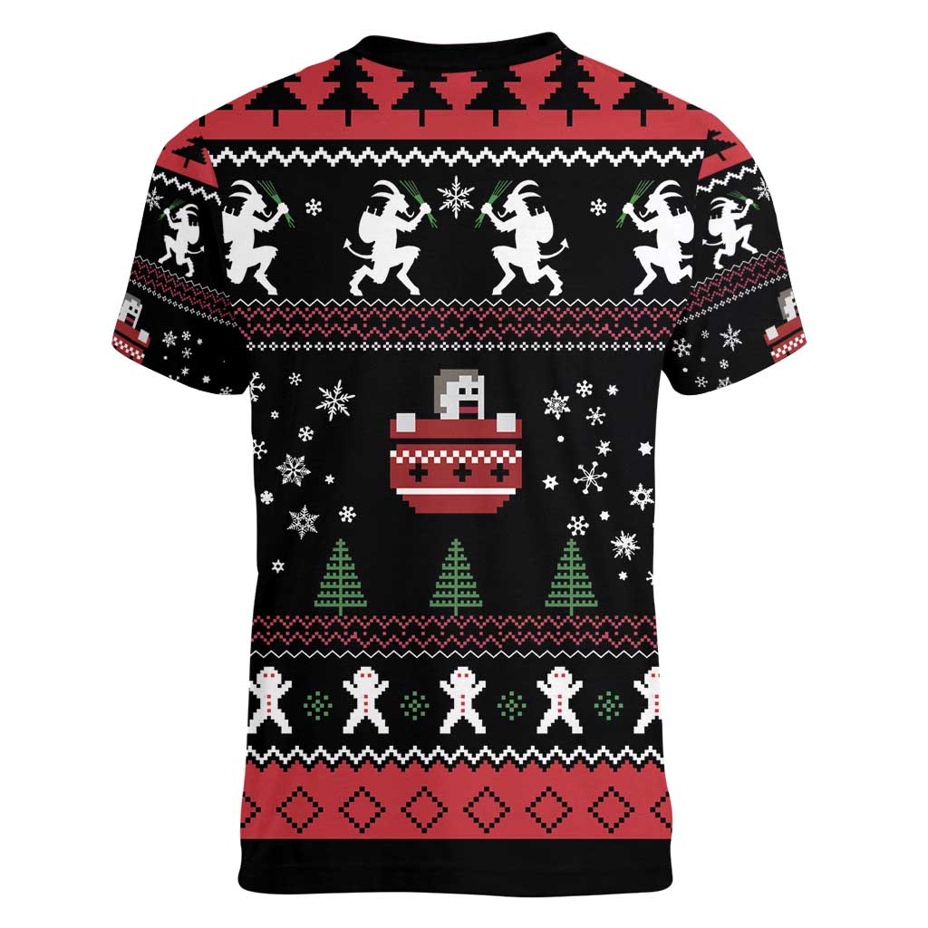 Merry Krampus Women V-Neck T-Shirt Christmas Gifts - Wonder Print Shop