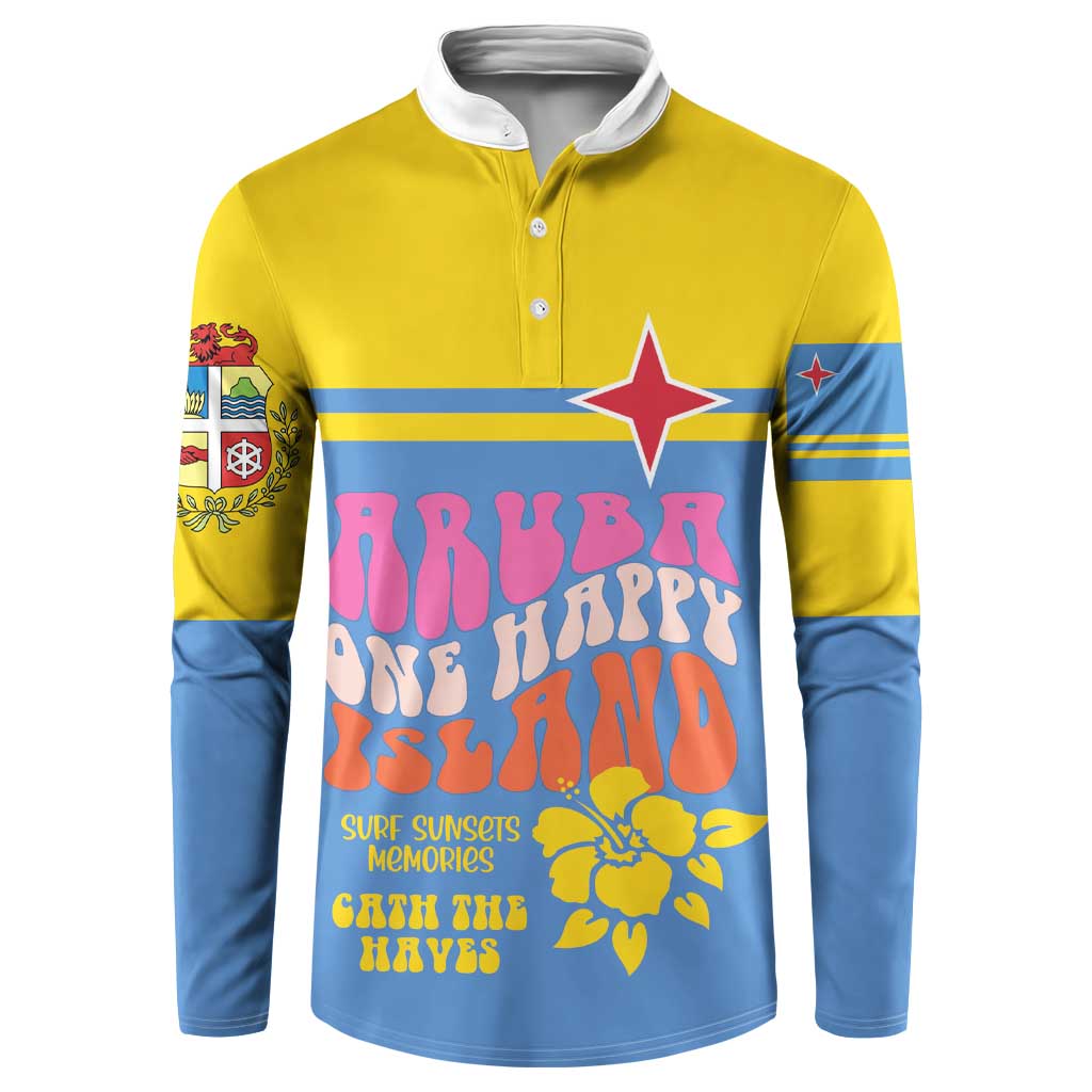 Aruba Button Sweatshirt One Happy Island 2025 - Wonder Print Shop