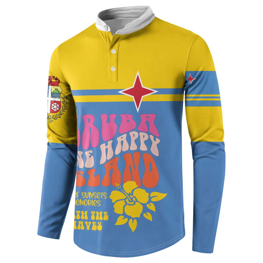 Aruba Button Sweatshirt One Happy Island 2025 - Wonder Print Shop